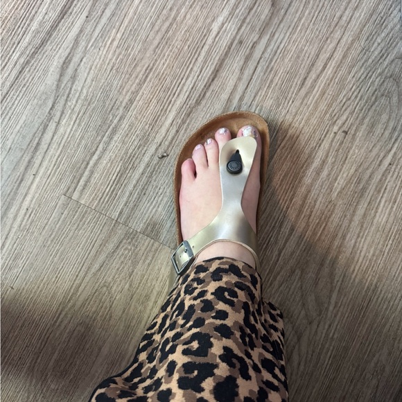 Birkenstock Gold Thong Sandals with Buckle - Picture 4 of 7